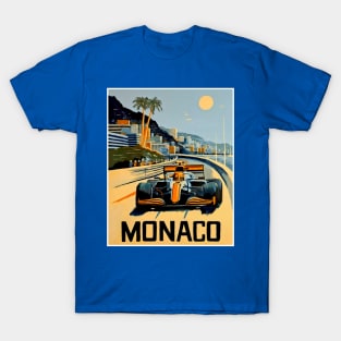 Monaco Automobile Road Racing Grand Prix Advertising Print T-Shirt